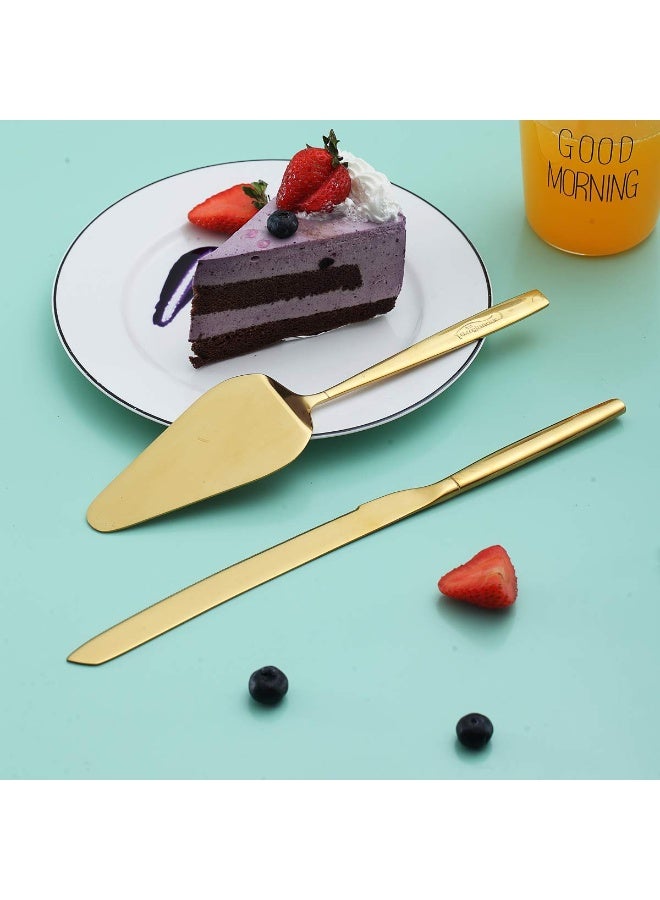Gold Cake Pie Pastry Servers,Stainless Steel Serving Set,Cake Knife and Server Set Perfect For Wedding, Birthday, Parties and Events - Image 4